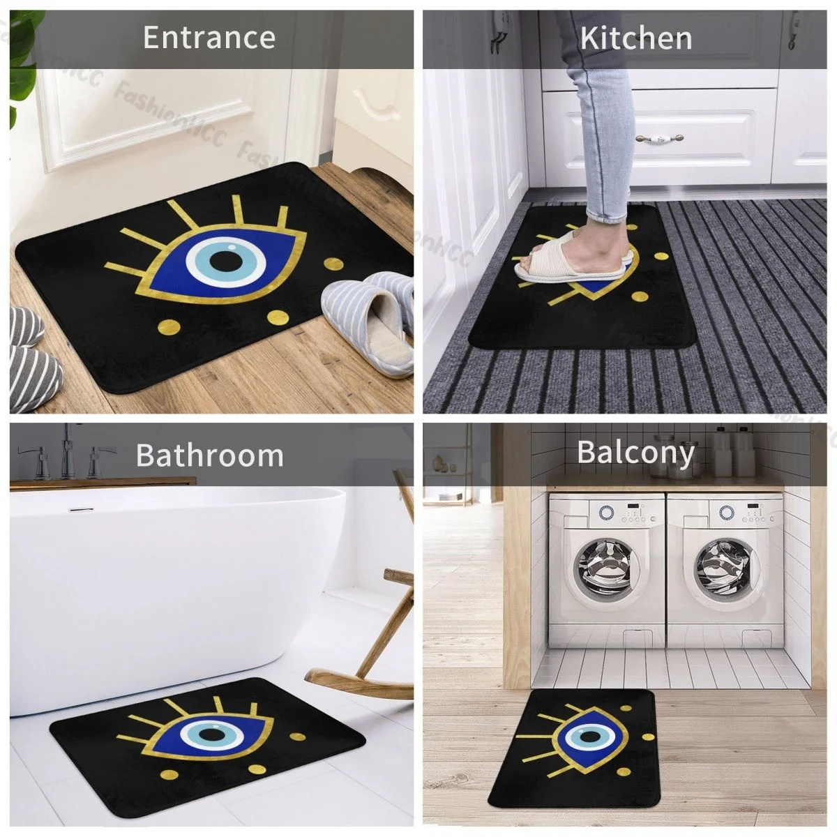 Non-slip Doormat Kitchen Mat Mediterranean Evil Eye Protection Nazar Balcony Carpet Welcome Rug Bedroom Decorative floor mat non slip mat door mat