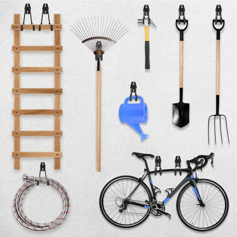 

Heavy Duty Metal Hook Garage Storage Rack Wall Mount Bicycle Hanger Hooks Wall Mount Ladders Garden Tool Anti-slip Organizer new