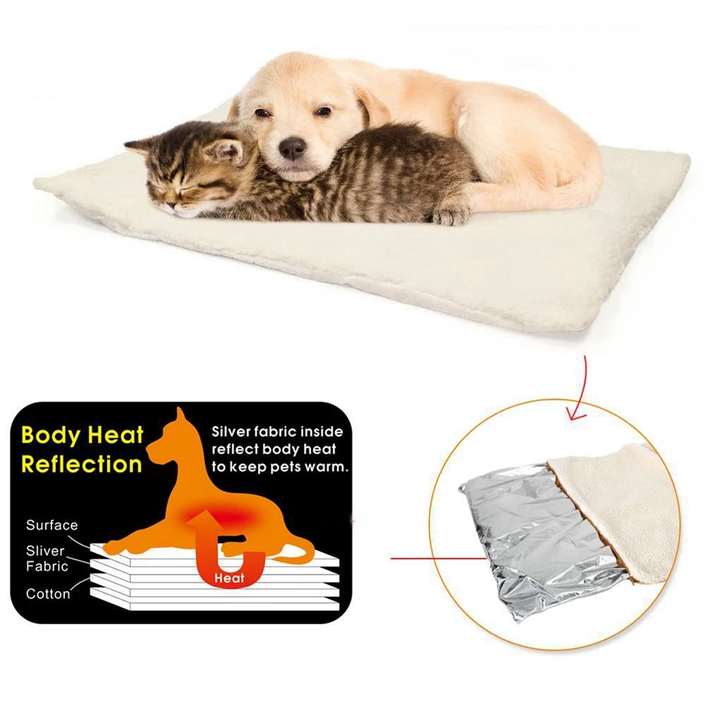 Winter Pet Self-Heating Blanket Fluffy Blanket Dog Cat Warm Sleep Mattress  Small Medium Dog Cat Coral Cashmere Bed Pet Supplies