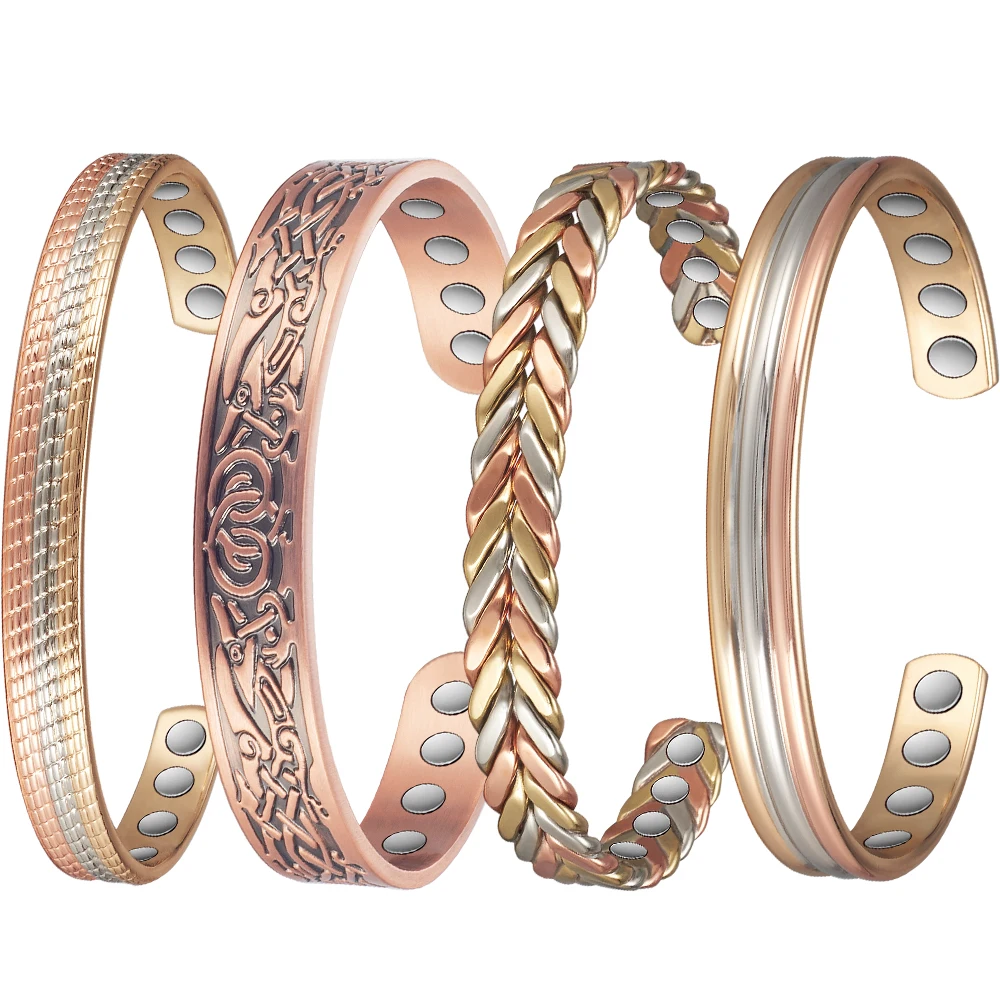 

Fashion trendy pure copper magnet health bracelet magnetic therapy gift elders couple men and women to relieve joint pain
