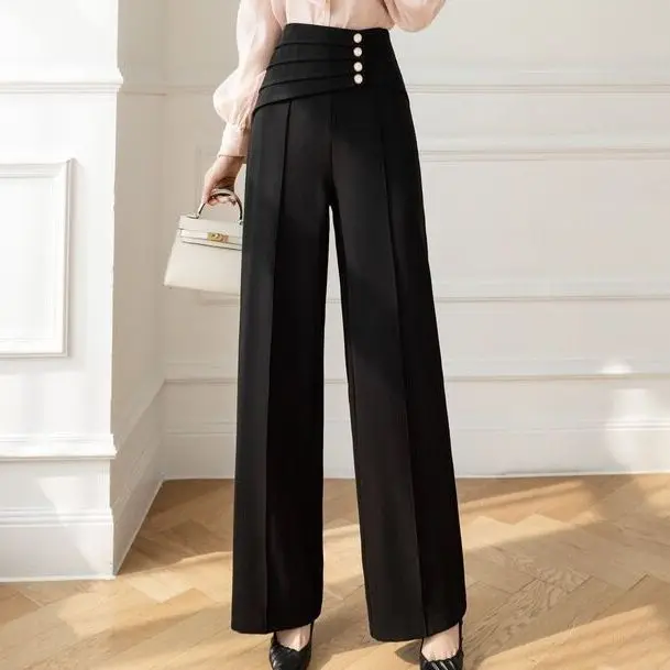 

Women'S Loose Autumn 2023 New High Waist Wide Legs Slim Casual Trousers Korean Fashion Trend Female Suit Straight Pants Z13