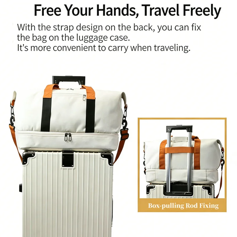 Portable Travel Gym Bag with Shoe Compartment and Shoulder Strap