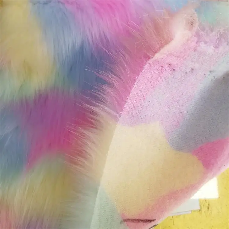 Description Picture 3 of itemWholesale jacquard plush Rainbow fox fur,faux fur fabric,clothing accessories,fabric for dolls