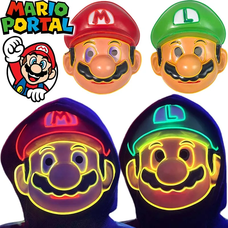 סופר מריו לואיג ‘י הוביל אור מסיכת מסיבת תאורה אספקה קוספליי קריקטורה תחפושת שלב מופע ילדים מתנות לילדים