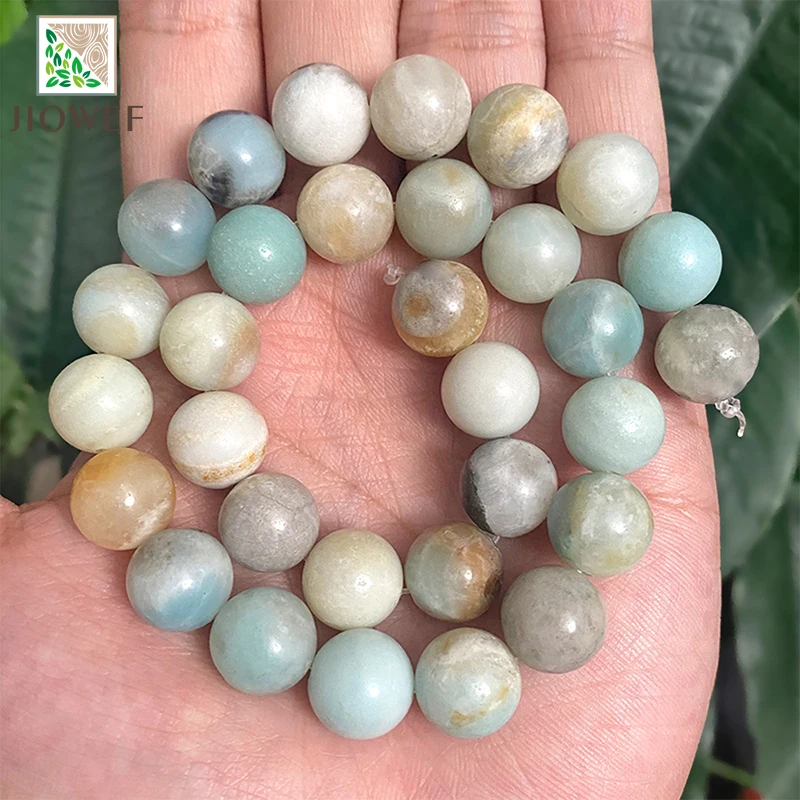 Natura Stone Beads Mixed Amazonite Round Loose Spacer Beads For Jewelry Making DIY Bracelet Earrings Handmade 4/6/8/10/12/14mm