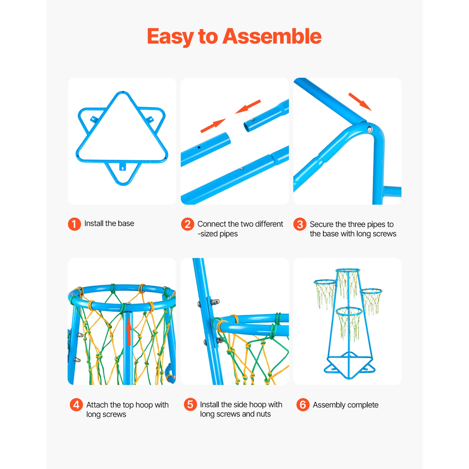 SucceBuy 4-Hoop Kids Basketball Hoop Stand with Adjustable Heights & 3 Balls for Boys Girls Indoor Outdoor Basketball Sport Toys