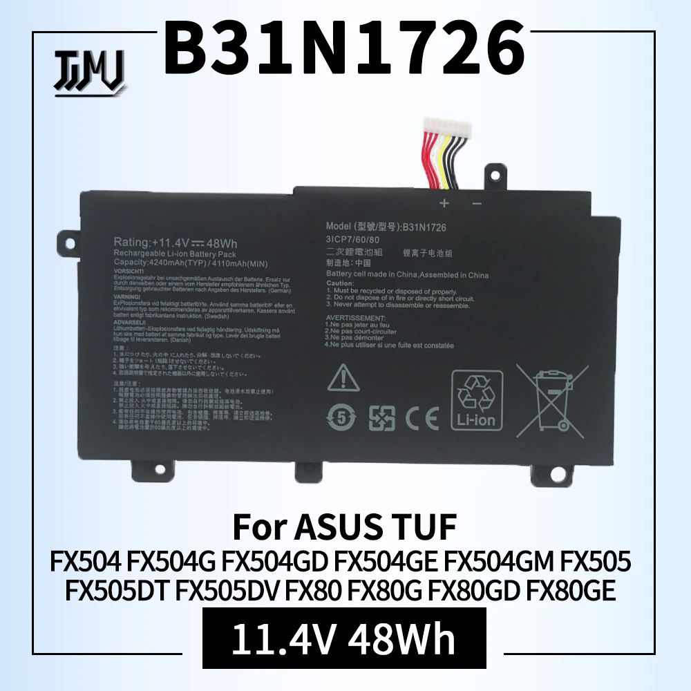 

B31N1726 Battery for ASUS TUF Gaming FX504 FX504G FX504GD FX504GE FX504GM FX505 FX505DT FX505DV FX505GE FX80 FX80G FX80GD FX80GE
