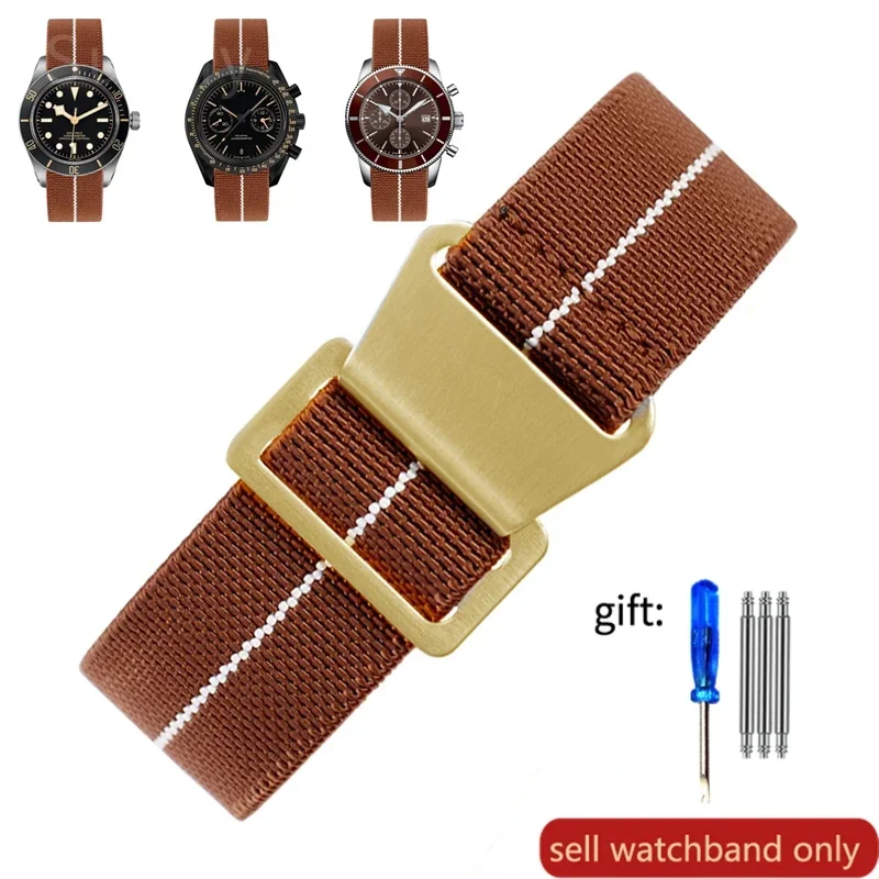 Vintage-Style French Parachute Elastic Nylon Watch Strap – Universal Men's Smartwatch Wristband (Classic 60s Inspired Design)