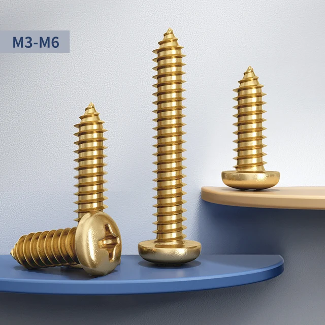 Brass round head self-tapping screws self-tapping wood screws M3 M3.5 M4 M5 M6 Brass round head self-tapping screws self-tapping wood screws M3 M3.5 M4 M5 M6