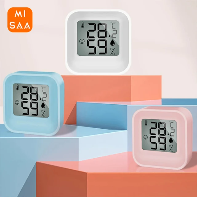 Mini Lcd Temperatura Humedad Medidor Reloj Higrómetro Interi