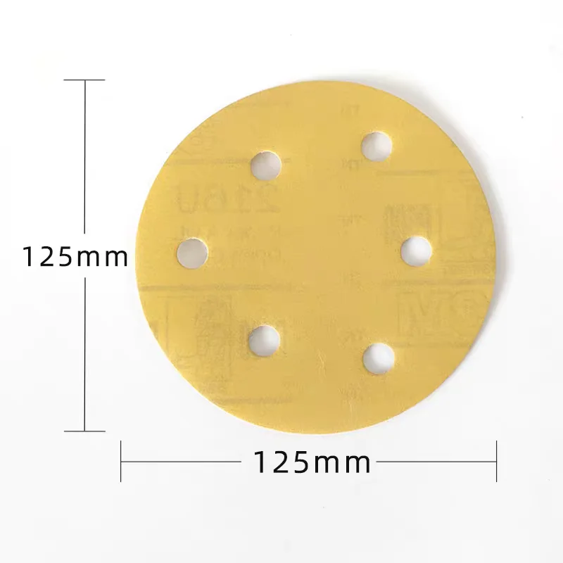 3M 216U 5인치 6홀 125mm 건식 사포 자동차 하드웨어 광택 퍼티 녹 제거 자동차 광택 사포