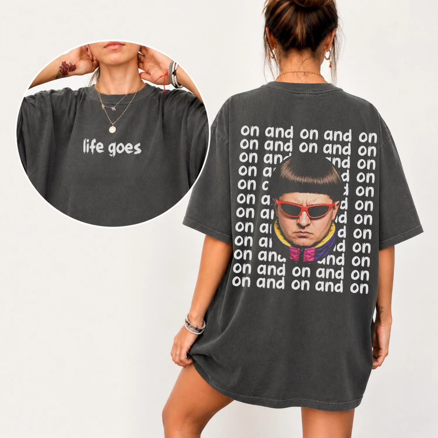 Oliver Tree Shirt 'Life Goes on' Bedrucktes Muster Reines Baumwoll-T-Shirt Y2K Musik-Fan-Shirt 2026 Sommer Herren Damen Streetwear