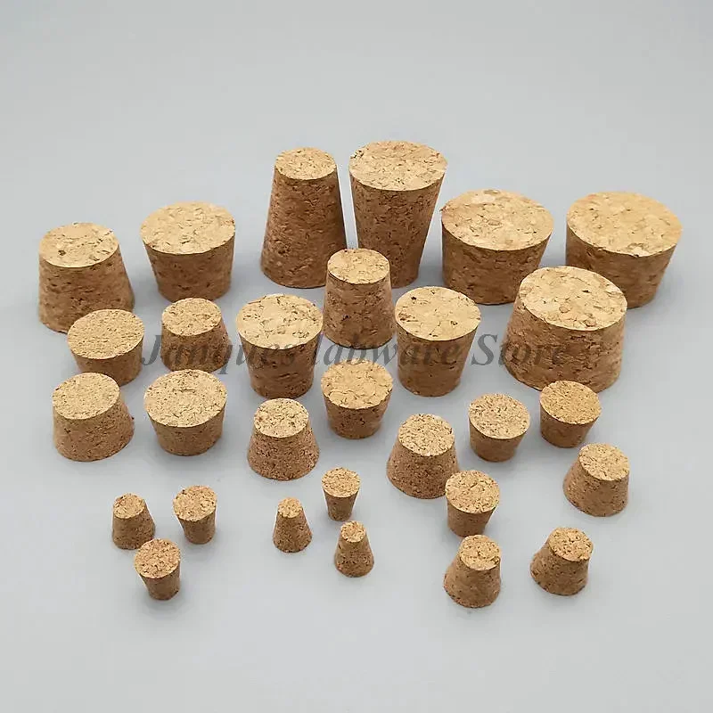 Cork stopper 100pcs Top Diameter 7.5mm to 30mm Lab Glass Bottle Stopper Kettle Pudding Bottle Cork Cap Burette Tube Wooden plug