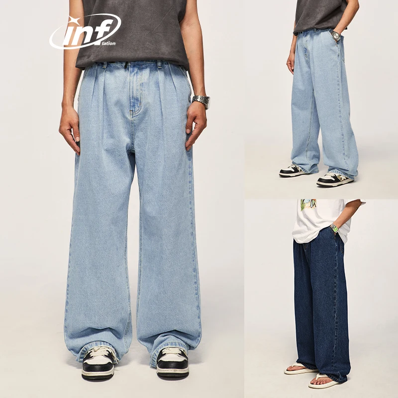 Brown Retro Washed Denim Pants Unisex Classic Straight Leg Jeans Male Trouesr Plus Size denim pants denim trousers