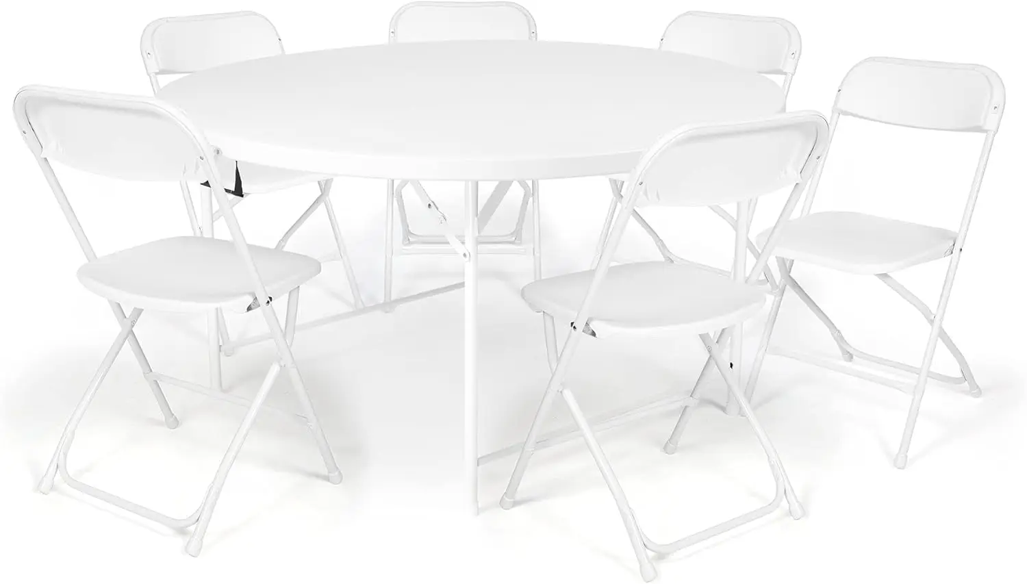 

Round Folding Table, White Plastic Folding Table Portable for Patio Party Camping Conference Wedding Event, Comfortable