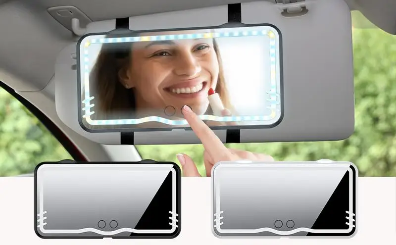 

Rechargeable Car Sun Visor Vanity Mirror Cosmetic Makeup LED touch Lighted mirror Portable Auto Sun Shading Mirror for Women