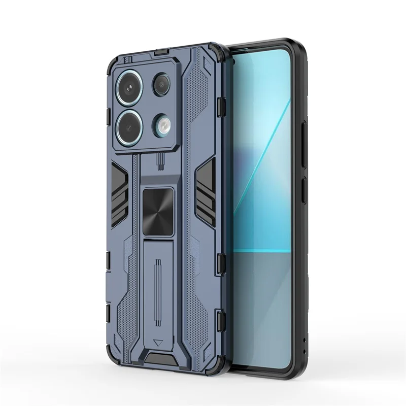 Rugged Armor Shockproof Case with Magnet Holder Stand for Xiaomi Redmi Note 13 Series