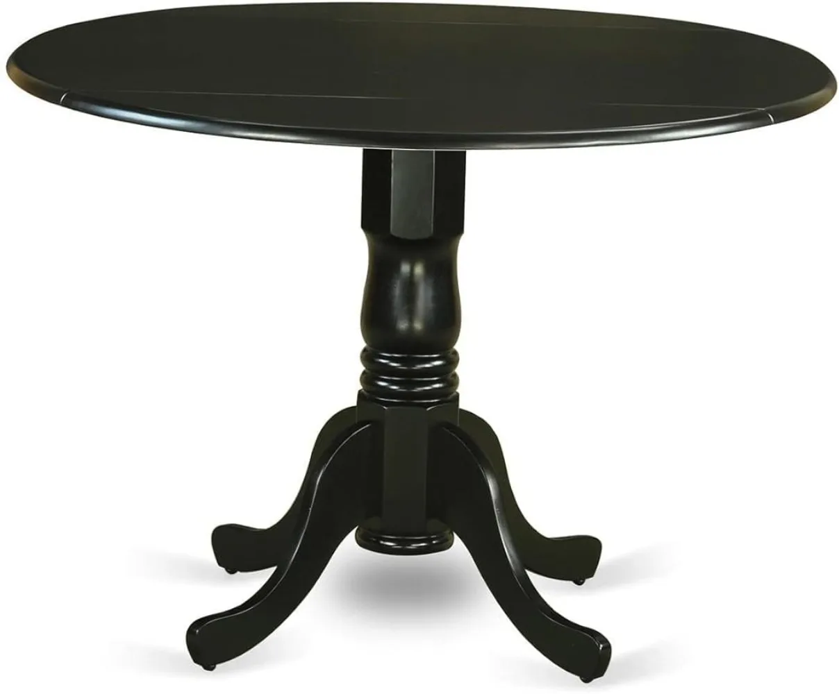 

East West Furniture DLT-BLK-TP Dublin Modern Kitchen Table - a Round Dining Table Top with Dropleaf & Pedestal Base, 42x42 Inch