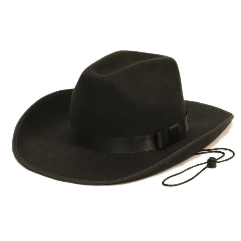 Retro Men Women Wool Felt Western Cowboy Cowgirl Jazz Yellowstone Montana Hat Ribbon Band Wide Brim Cap (One Size:58cm) black fedora hat mens Fedoras