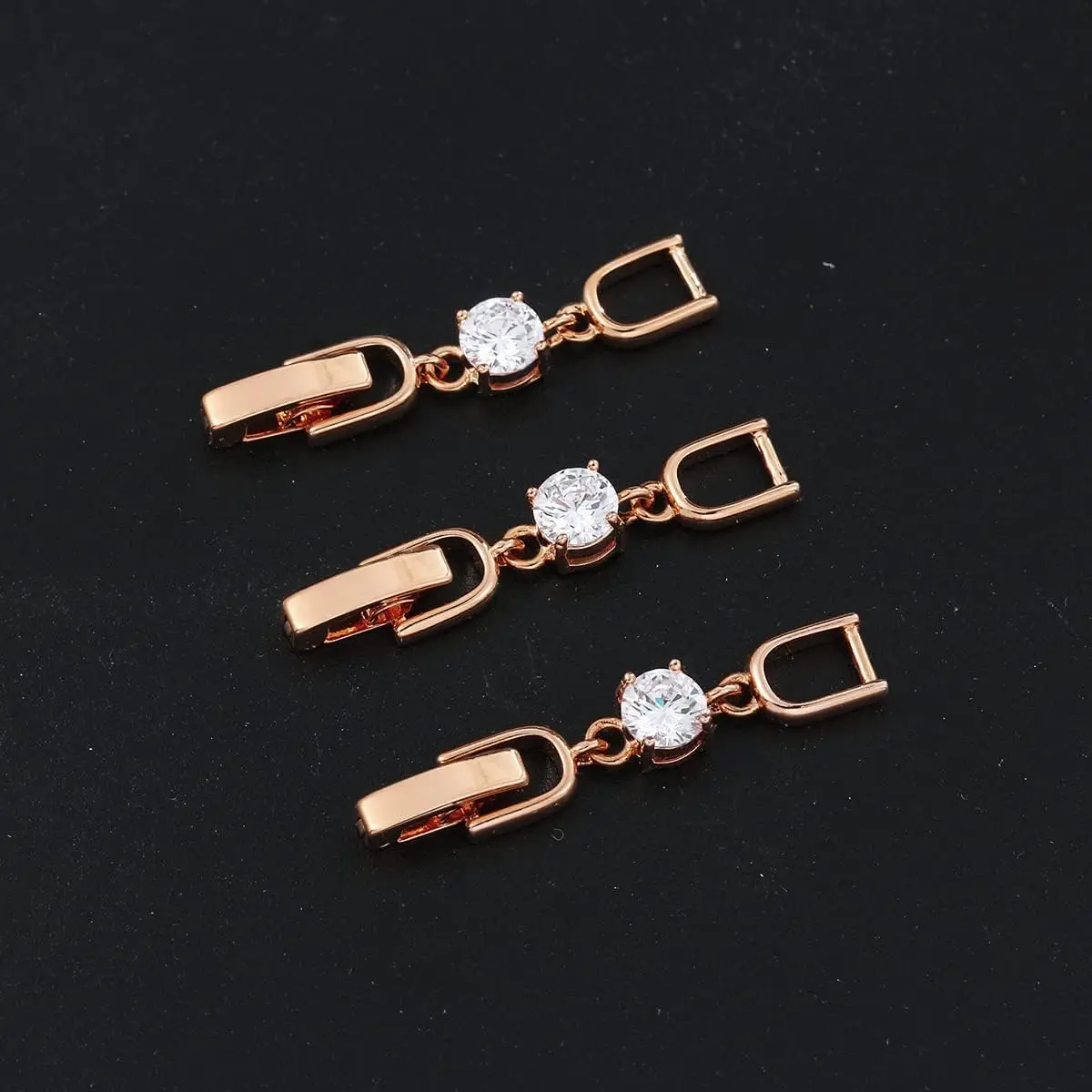 5-teiliges, weißvergoldetes Kristall-Strass-Messing-Falt-Verlängerungsverschluss-Set für DIY-Armbänder, Halsketten, Schmuckherstellung, kein Verblassen – Detail 5