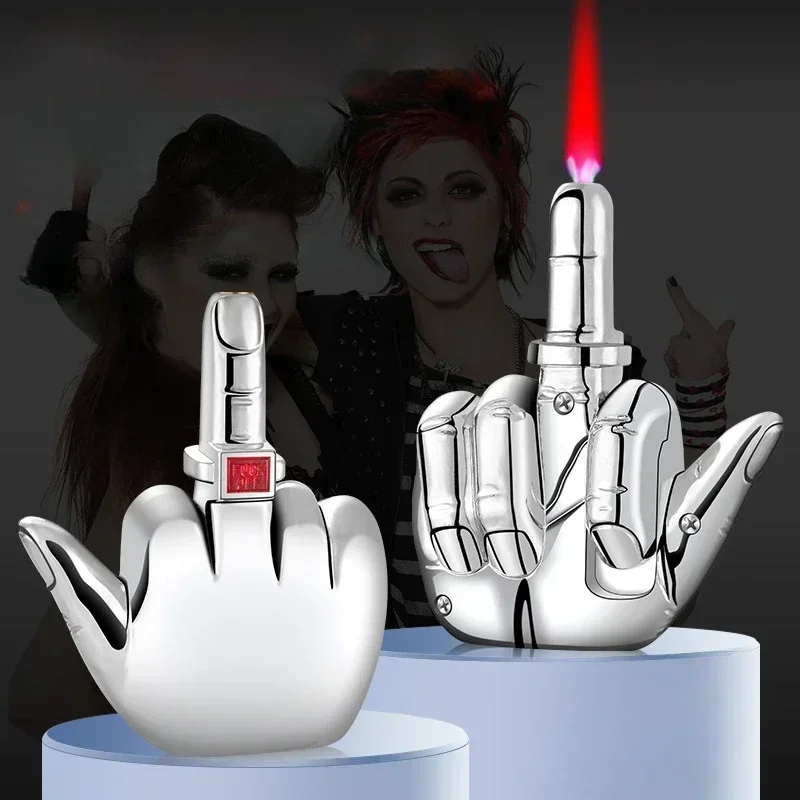 Funny Middle Finger Torch Lighter with Fuk You Voice Windproof Jet Flame Refillable Butane Lighter Smoking Accessories kerosene lighter,bbq lighter,butane gas lighter,cigarette lighter