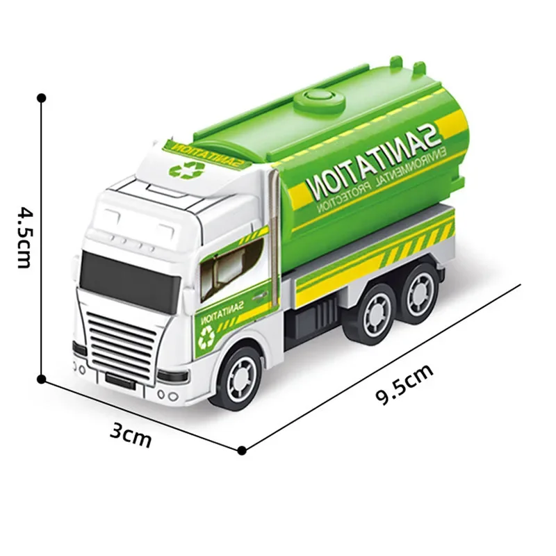4Pcs/set Mini Inertial Pull Back Sanitation Car Plastic Vehicle Garbage Truck Model Educational Toy for Kids Boy Birthday Gifts 6