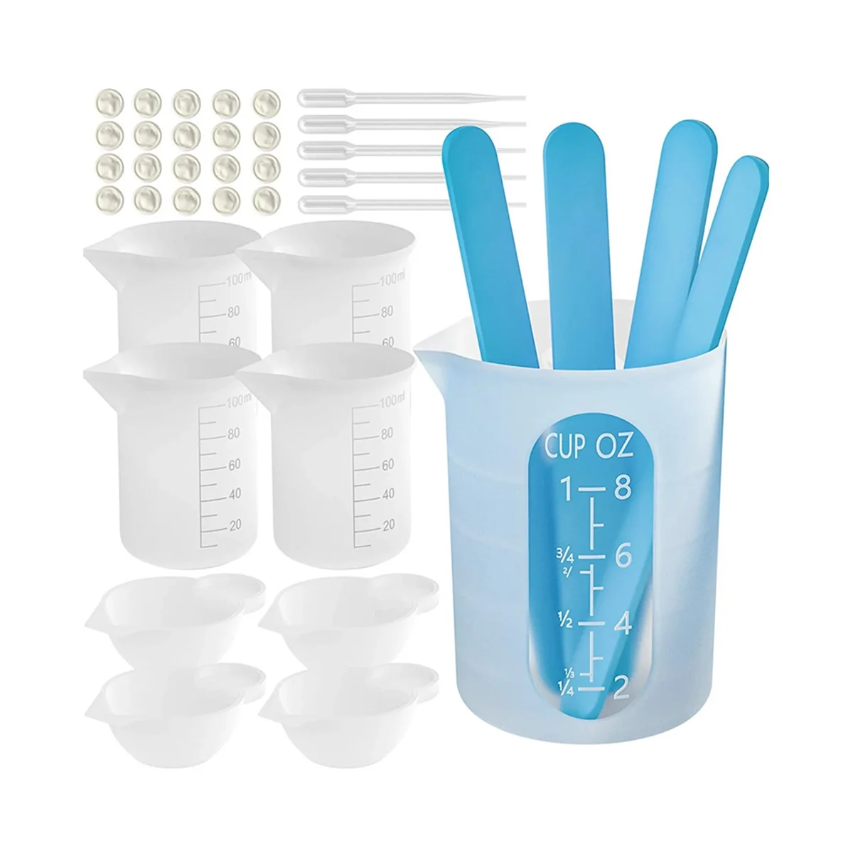 

Мерные чашки из смолы, набор инструментов, антипригарные силиконовые чаши для эпоксидной смолы, многоразовая силиконовая чашка для смешивания с мешалками