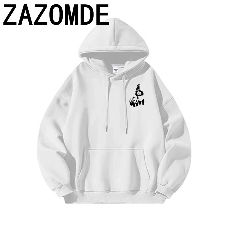 

ZAZOMDE Streetwear Panda Printed Funny Pattern Hoodie Winter And Autumn Loose Cartoon Men Hoodies Casual Clothing Daily Hoody