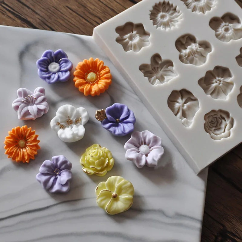Sunflower Rose Flowers Shape Silicone Mold Cake DIY Decoration Chocolate 3D Mould Tools