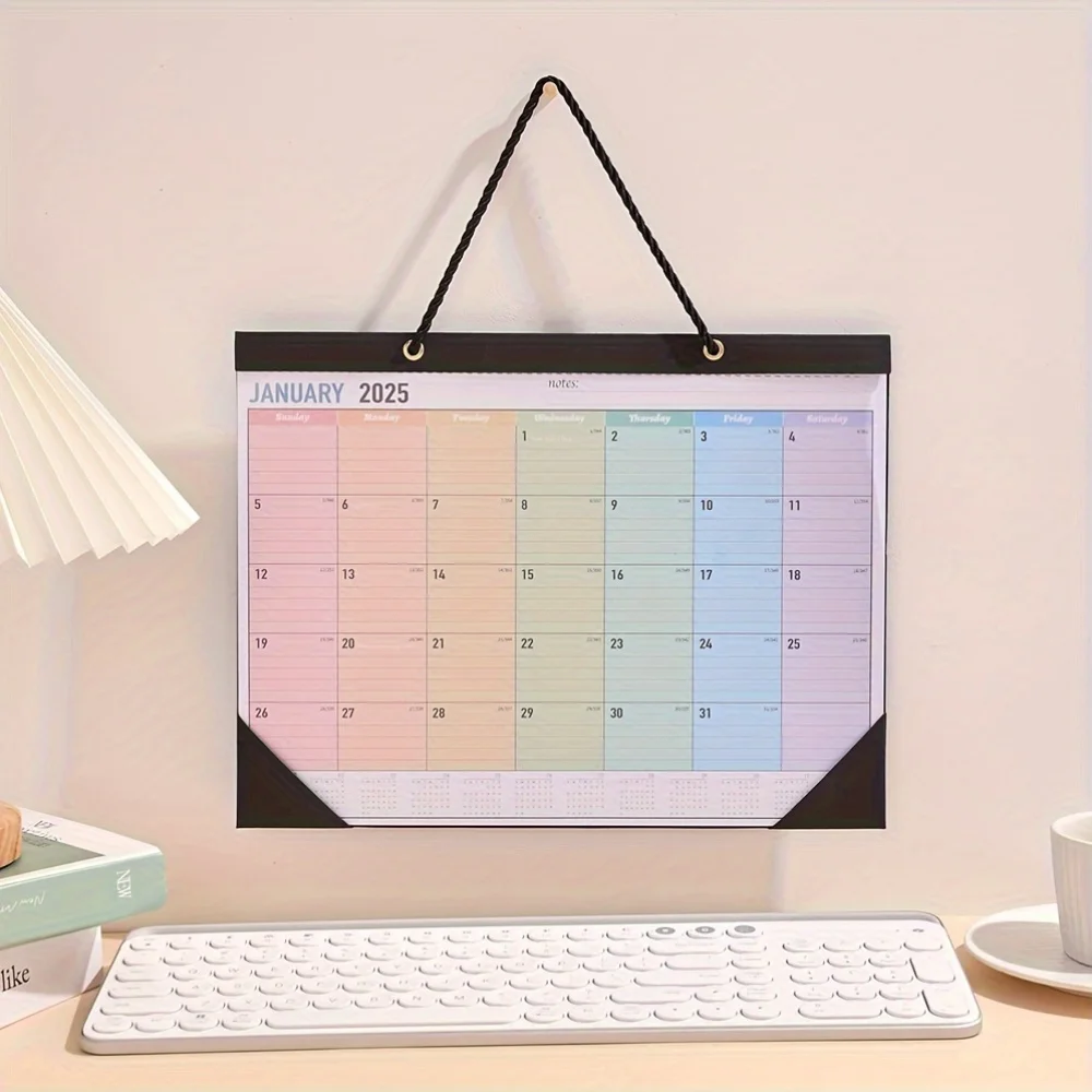 Wall calendar Paper wall calendar Large Wall Mounted Calendar Waterproof Daily/Weekly Plan Arrangement Hook Design New Year's Plan Decoration
