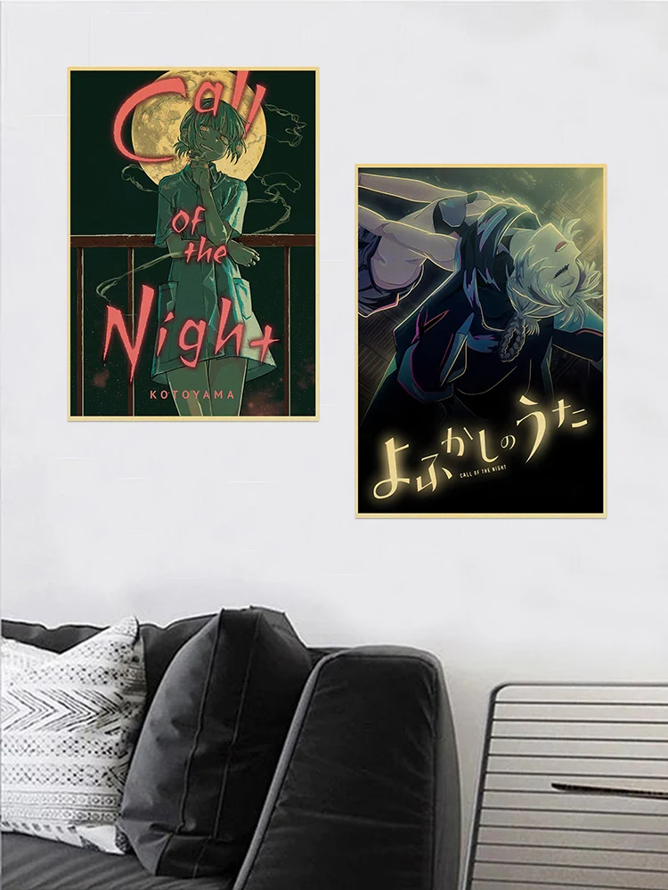 Anime Call of the Night Kraft Paper Poster Japanese Animation Art Study  Bedroom Home Wall Stickers Kids Gift Decoration Painting