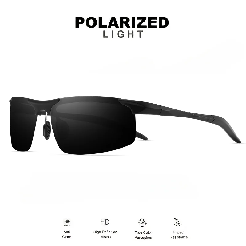 Vintage-Inspired Semi-Rimless Polarized Sunglasses with Lightweight Frame & Spring Hinges, UV Protection