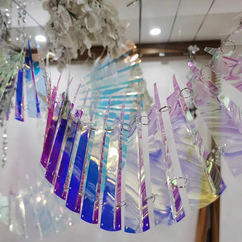 

Creative Wedding Ceiling Decoration Mirror Glitter Ribbon Freely Curved Crystal Timeline Hanging Ornament For Party Banquet Prop