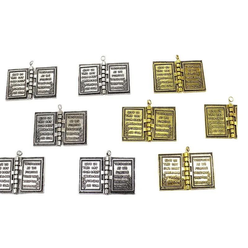 Stylish Gold/Silver Christian Plaque Bible Keychain, Zinc Alloy Rust-Proof Material, Religious Statement Piece