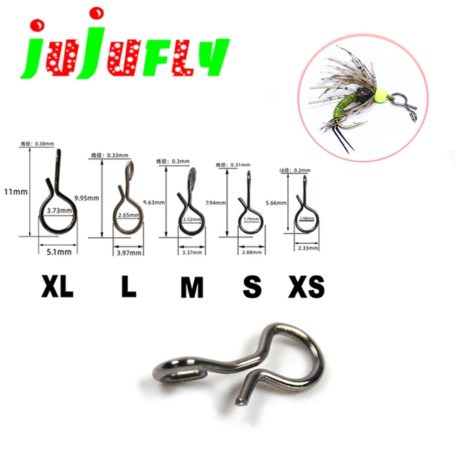 SS-XL No-Knot Snaps Fly Fishing Quick Change Connect for Flie Hook&Lures  100 pcs
