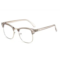 Retro Anti - Blue Light Vintage Half - Frame Eyeglasses Accessory (Transparent Gray)