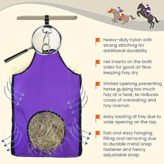 Feeder Storage Bag for Calf Horse Farm Animals Cow Hay Feeder Bag Haylage Bag Horse Feeding Supplies with Strap Horse Hay Bag 4