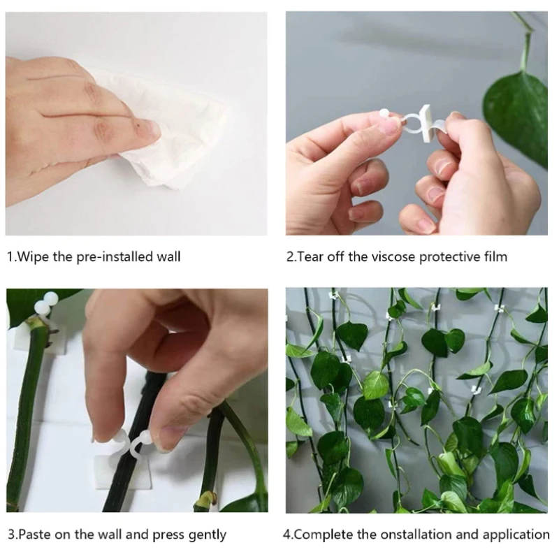 Plant Climbing Wall Fixture Clips Acrylic Sticker Self-Adhesive Hook Plant Vine Traction Holder Indoor Outdoor Decor 10-50Pcs plastic plant clips,plant clips,plant adhesive hooks,plant wall hooks