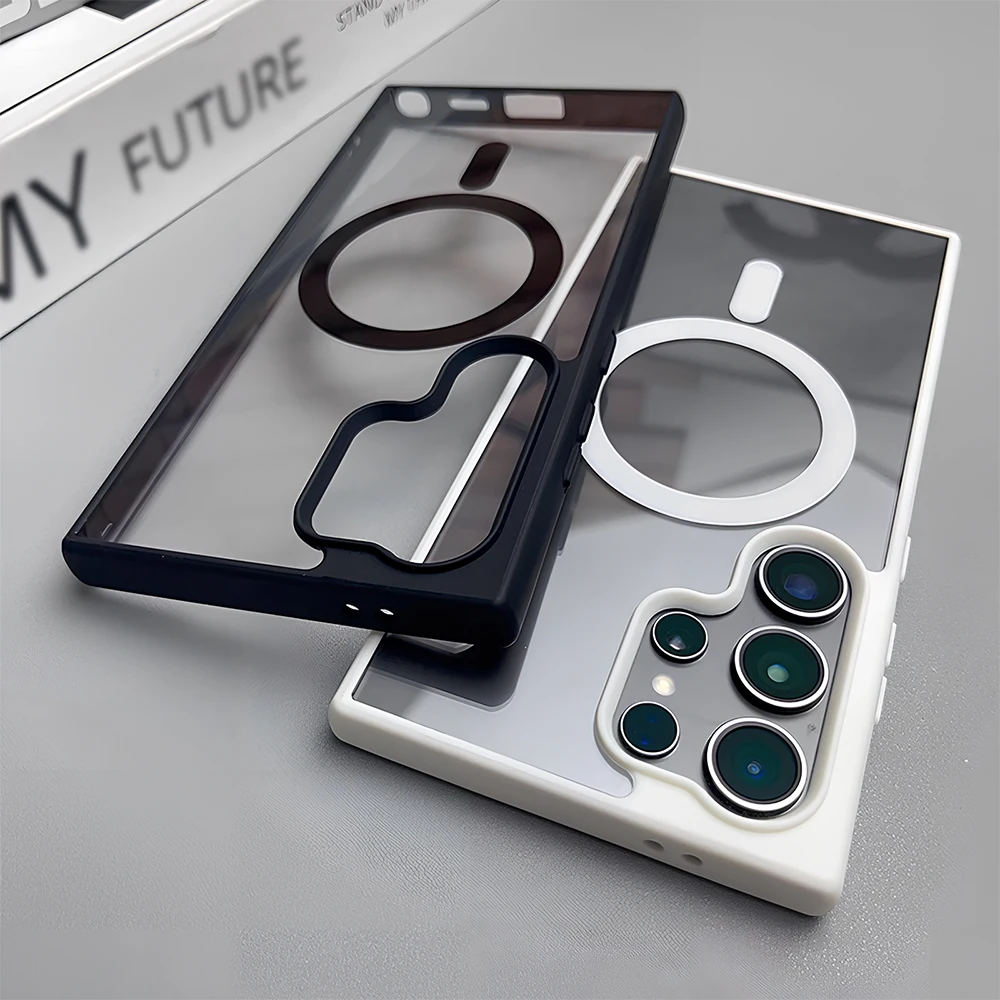 Transparent Magnetic Phone Case with Wireless Charging Capability - Acrylic Cover