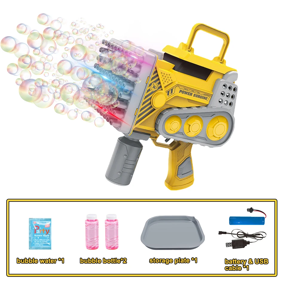 Bubble Gun Rocket 80 Holes Soap Bubbles Machine Engineering Truck Shape Automatic Blower With