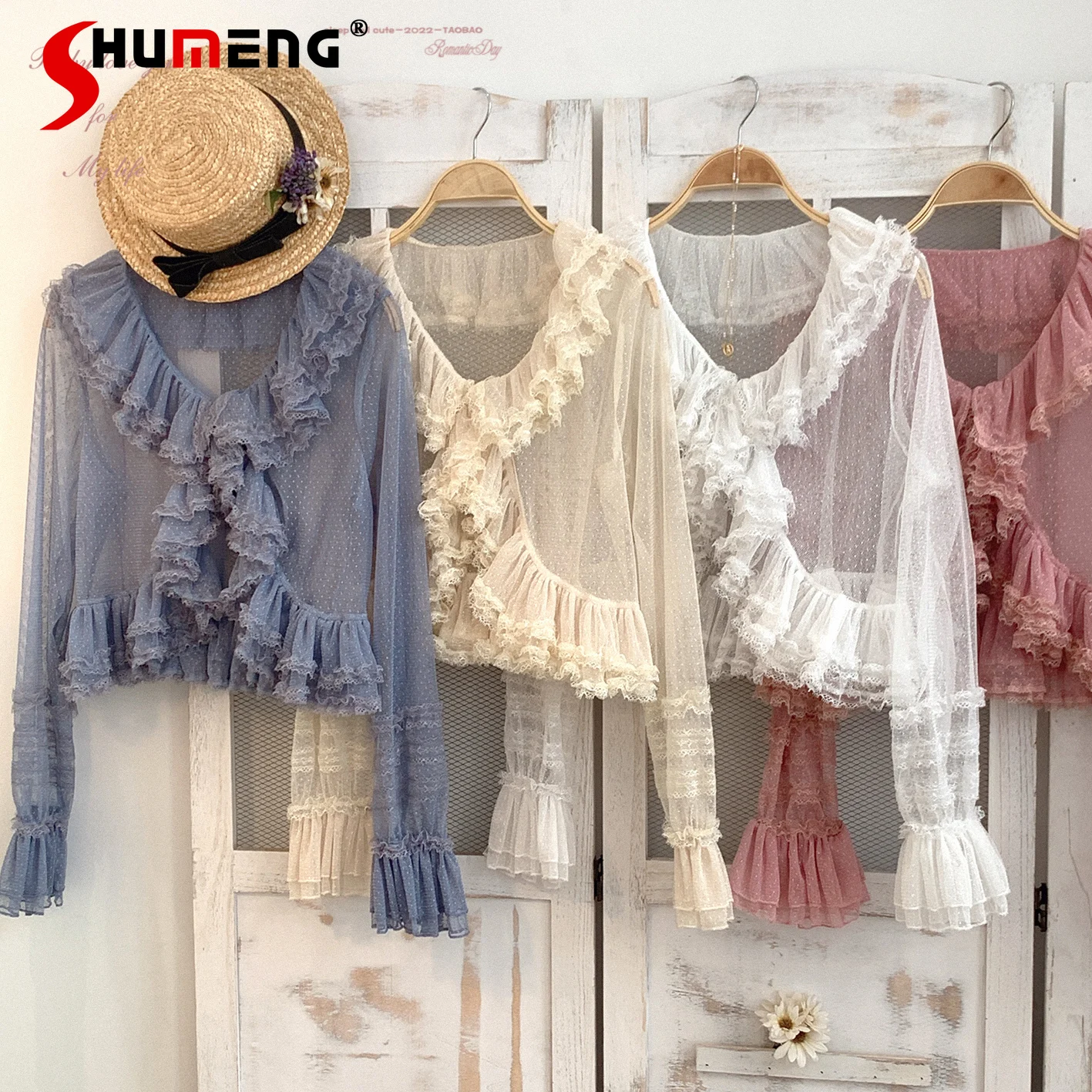 Spring and Summer New Long Sleeve Lace Cardigan Solid Color Thin Air Conditioning Shirt Short Sun Protection Closing Womens Tops 13pcs protection nozzle two protection welding gun accessories protective sleeve 15ak contact nozzle protection nozzle