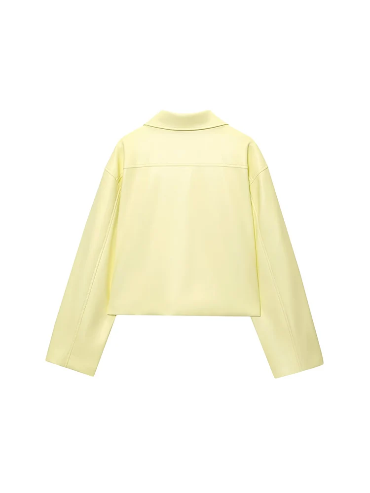 TFMLN New Women's PU Leather Zipper Jacket 2025 Fashion Loose Long Sleeve Retro Jackets Coats High Street Trend Short Outwear