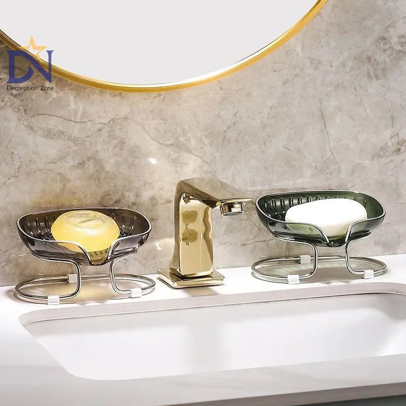 Bathroom Soap Dish Light Luxury Toilet Shower Soap Holder With Drain Water Soap Storage Case Tray Container Bathroom Gadgets