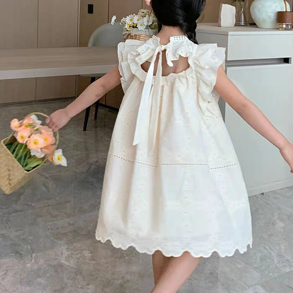 

2024 Ins Children's Lace Tutu Dress Gown Royal Flower Embroidery Princess Girl Bowknot Strap Dresses Spring Summer Kids Outfit