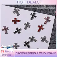 1/10pcs Retro Style Jewelry Cross Comfortable To Wear Fashionable Manicure Stylish Shiny Crystal Comfortable High Quality Flash 1