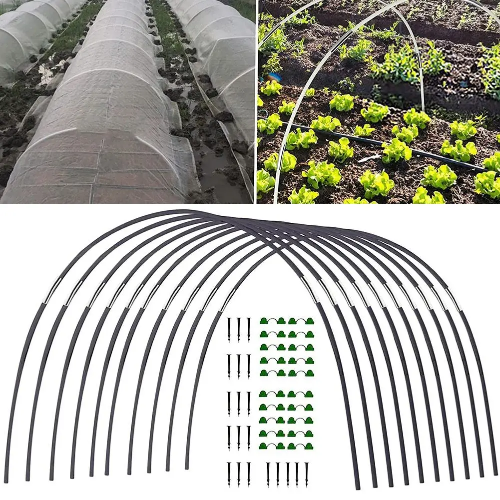 Garden Greenhouse Hoops Set Gardening Folding Fiber Rod Set Tunnel Arch Elevated Bed Row Cover Plant Cover Support Archway garden greenhouse hoops