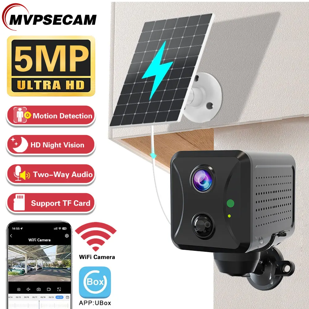 

5-мегапиксельная мини-камера видеонаблюдения на солнечной батарее с Wi-Fi и ИК-датчиком