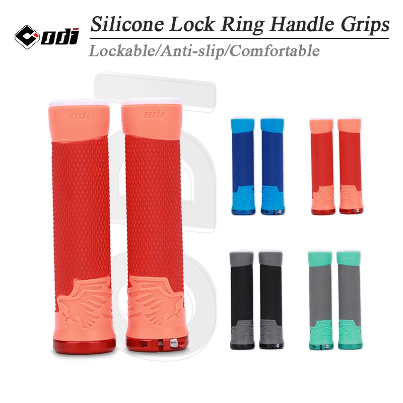 

Силиконовые ручки ODI для горных велосипедов, удобная Запираемая ручка, алюминиевое замковое кольцо с ЧПУ, противоскользящее двухцветное рулевое крепление, запчасти для велосипеда