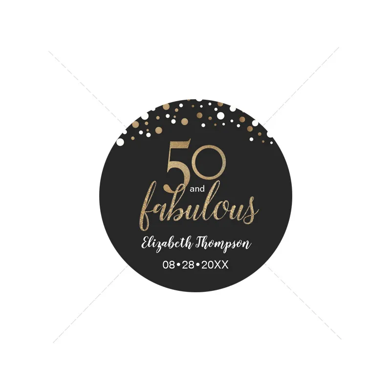 40. Geburtstag Aufkleber – 50 Stück, Schwarz & Gold, Rund (4,4 Cm), „Thank You For Celebrating 40 Years“
