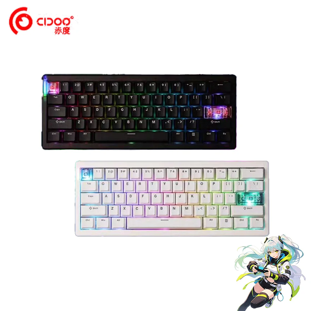 Cidoo QK61 기계식 키보드 트라이 모드 무선 핫 스왑 게이머 키보드 지원 VIA/QMK 긴 배터리 수명 게임 액세서리
